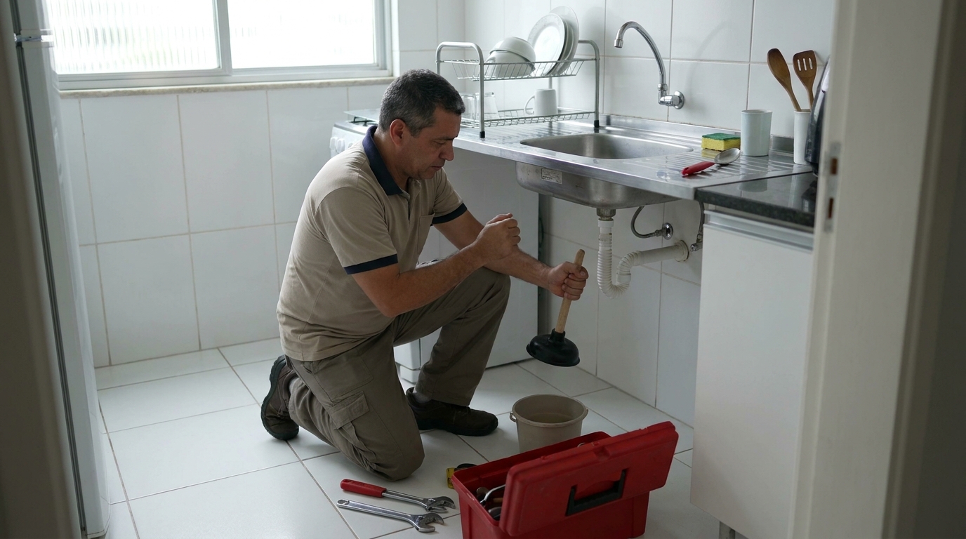 Desentupimento de pia residencial em Macapá‑AP